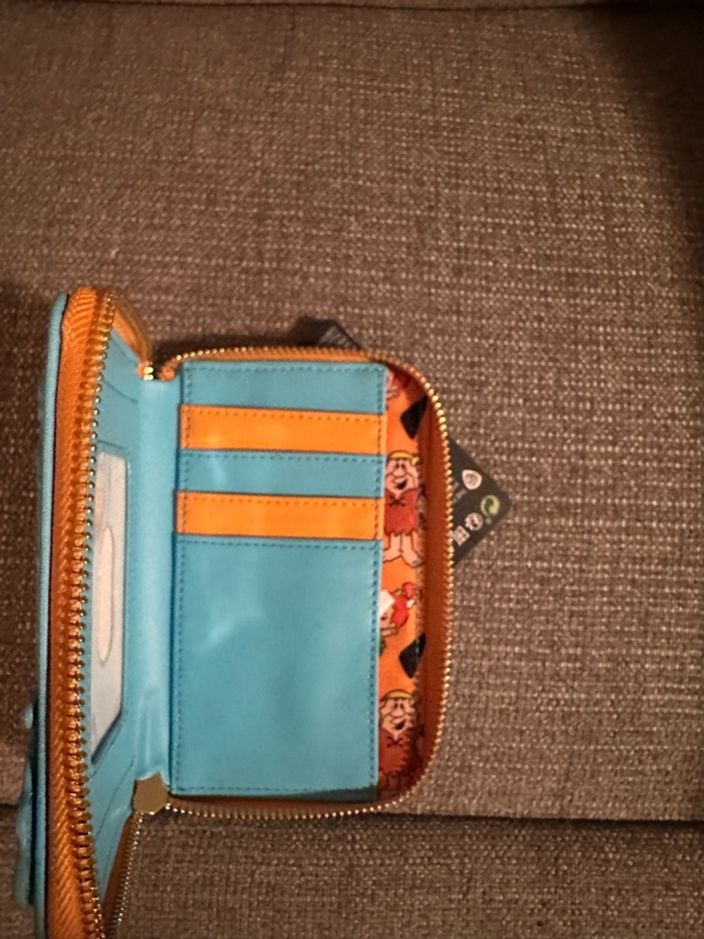 Loungefly The Flintstones Light Blue Multicolor Zip Wallet - Picture 4 of 5